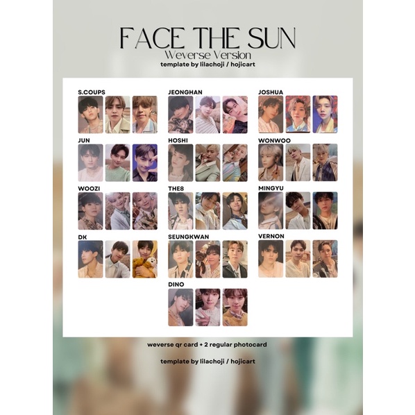 Face the Sun 5枚セット weverse特典付き SEVENTEEN Face the Sun Photo Card Weverse Album ver