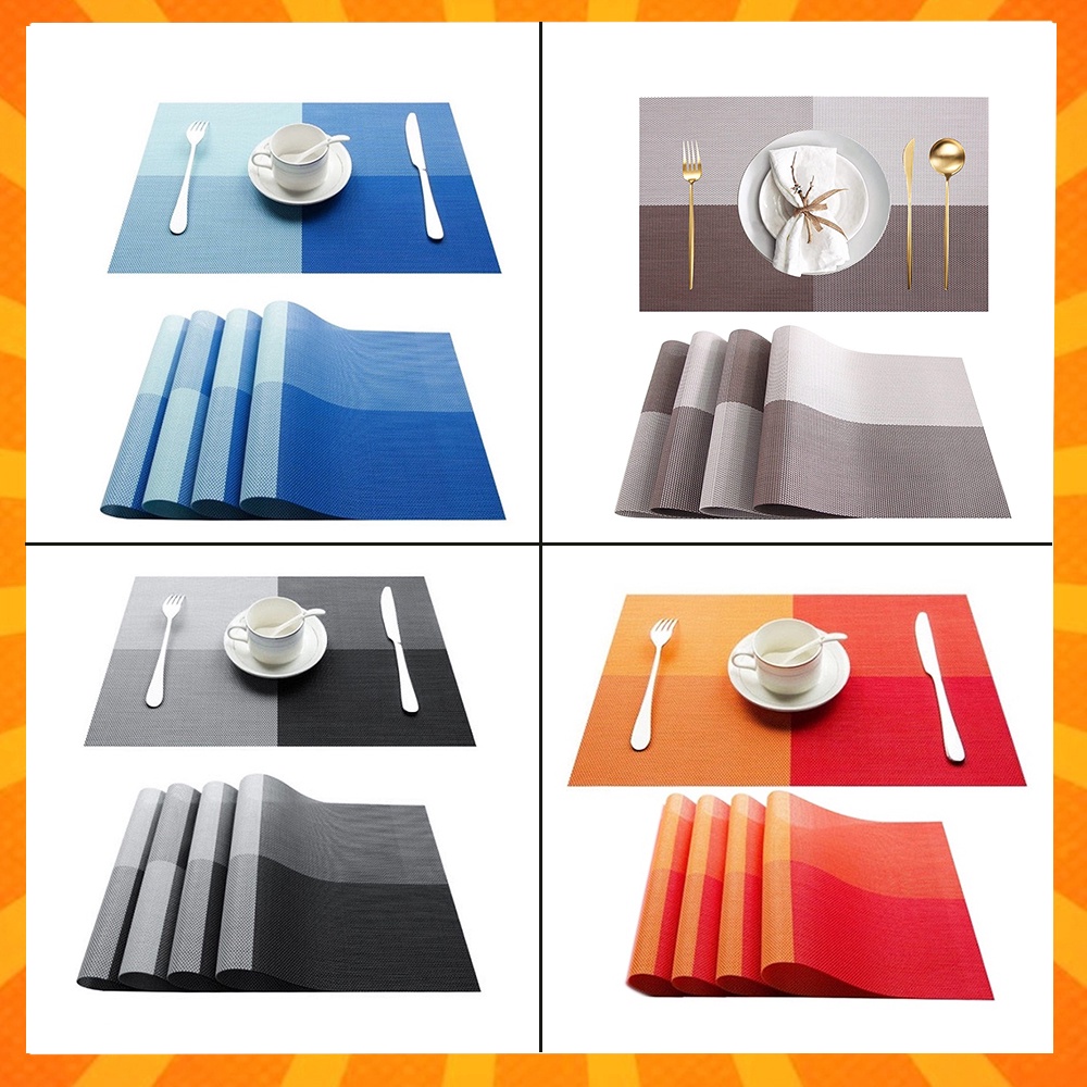 Woven Vinyl Placemat Heat Resistant AntiSkid Washable PVC Placemats