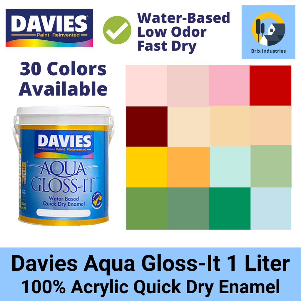 Davies Aqua Gloss It Odorless Water Based Paint 1 Liter 100 Acrylic