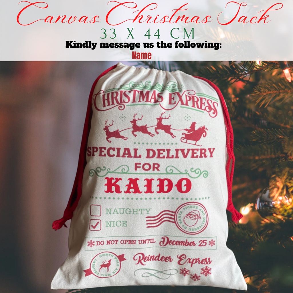 Personalized Christmas Sack Christmas Shoot Canvas Bag Extra Large