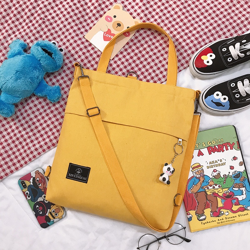 HotNew Korean Canvas Shoulder Bag with Sling and Outside Zipper Pocket