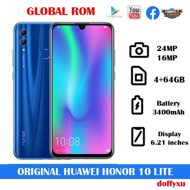 Huawei Honor 10 Lite - 4+64GB/128GB 6.21“ 13MP Camera Google Play Smartphone