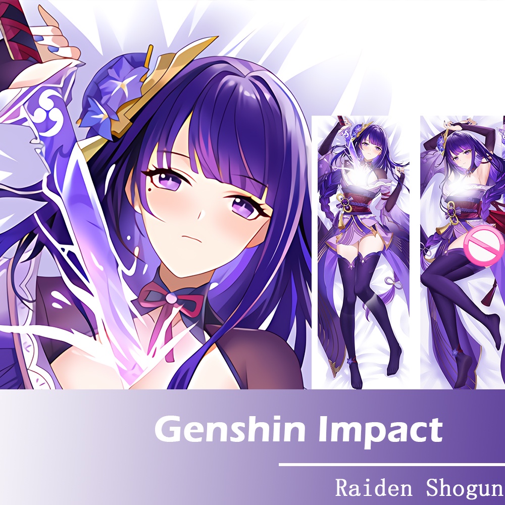 Game Genshin Impact Raiden Shogun Cosplay Dakimakura Hugging Body Pillow Case Home Bedding