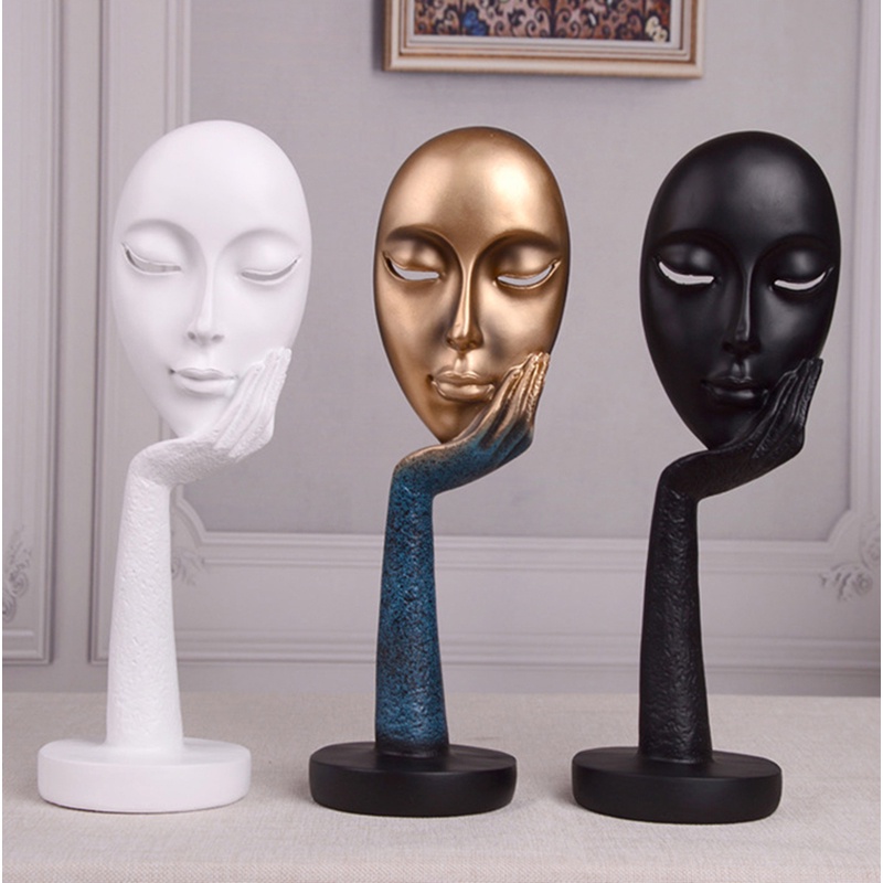 Resin Modern Human Meditators Abstract Lady Face Character Statues Sculpture Art Crafts Figurine
