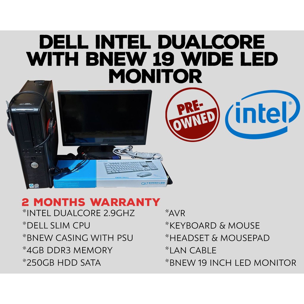 Dell Computer Package Intel DualCore 4gb 250gb 19wide monitor | Shopee ...