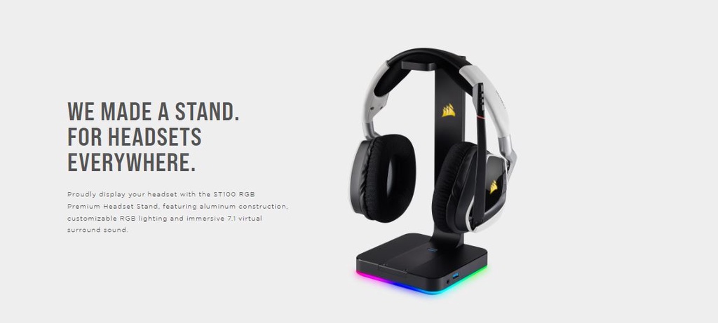 CORSAIR ST100 RGB Premium Headset Stand with Surround Sound