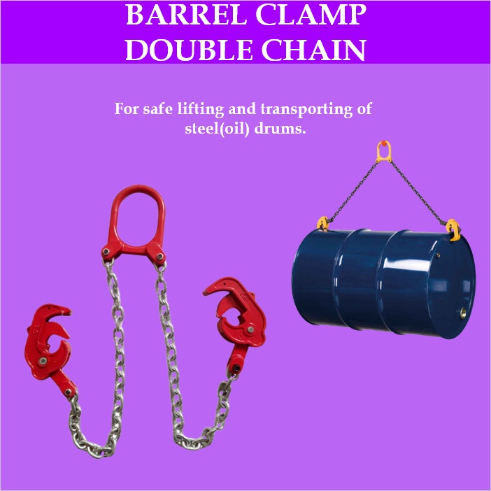 Barrel Clamp Drum Lifter 2 Legs Double Chain Oil Drum Lifting Clamp For