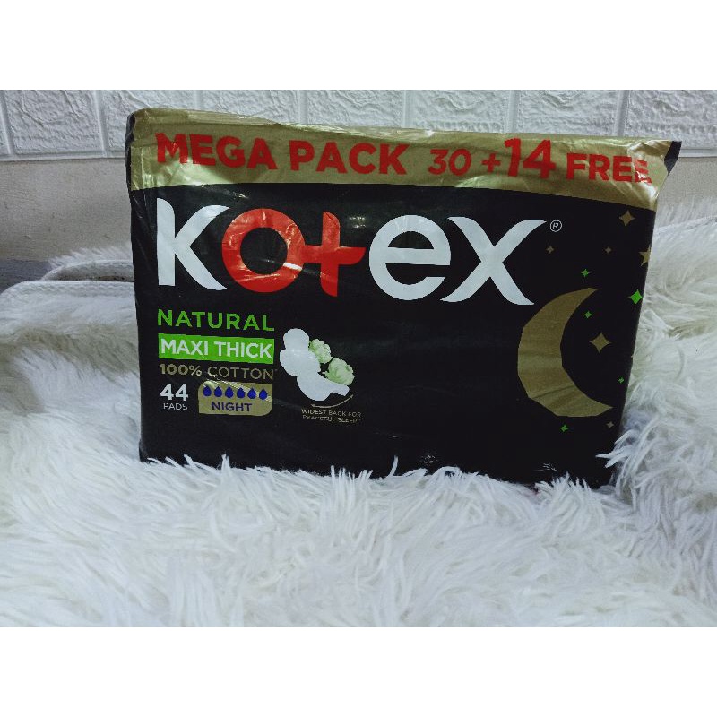 Kotex Natural Maxi Thick 100 cotton 44 pcs Shopee Philippines