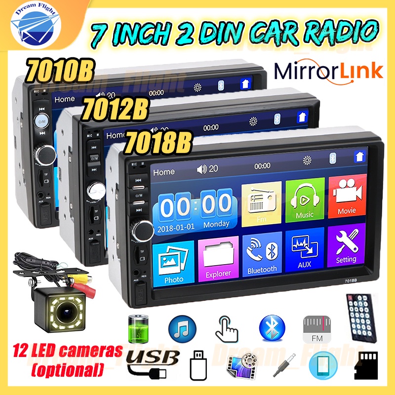 7 Inch 2 Din Car Stereo Audio Radio 7010B 7012B 7018B Mirror Link Touch
