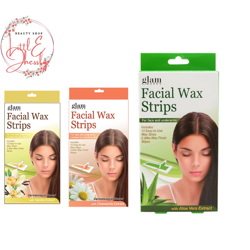 GLAMWORKS Facial Wax Strips 12s Chamomile Vanilla Aloe Vera SOLD
