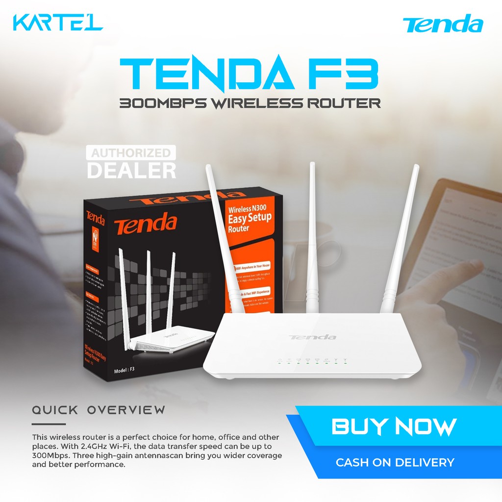 Tenda F3 300mbps Wireless Wifi Router English Version White