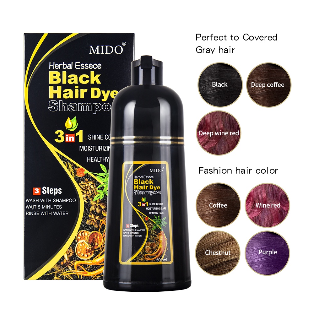 MIDO herbal essece hair dye shampoo 500ml Shopee Philippines