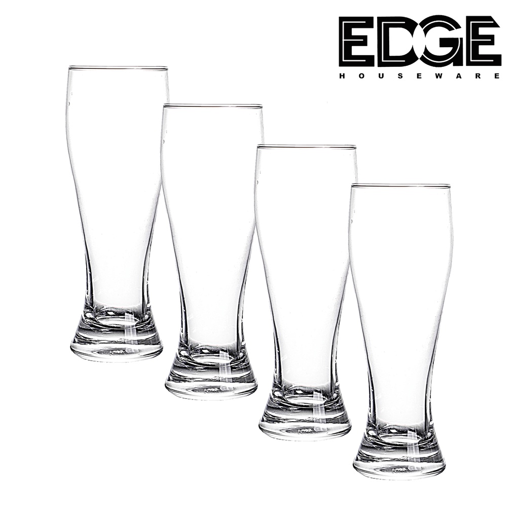 Edge Crafted Beer Glass 400ML SET OF 4 Beer Pint Glass. Craft Beer