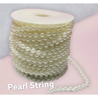 10M Acrylic Pearl Garland String Chain Spool Beads for Wedding Favor Bridal Bouquet Party Decoration (Beige), Adult Unisex