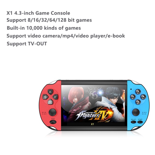 X1 X6 Game Console 4.3inch HD 8GB Retro Video Handheld Gaming
