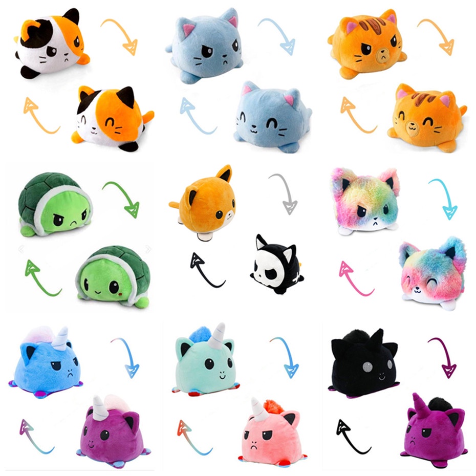 Double Sided Cat Gato Kids Flip Plushie Animals Unicorn Peluches For ...