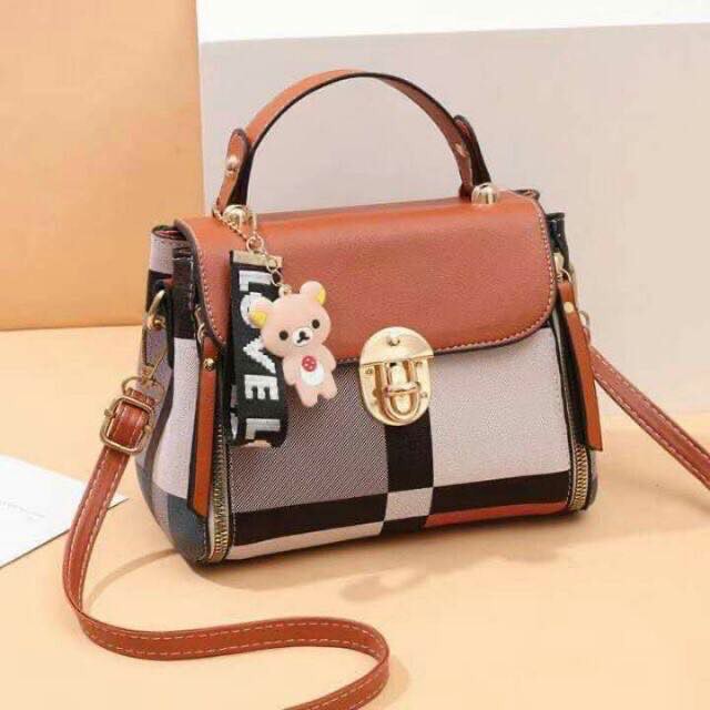 Korean Leather Fashion Checkered small sling bags for women on sale MK ...