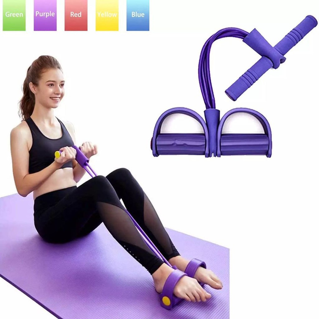 2020 4-Tube Elastic Pull Rope Fitness Natural Latex Sit-up Body Trimmer ...