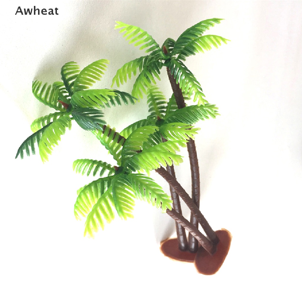 [Awheat] Mini Coconut Tree Plastic Green Water plants Aquarium Fish