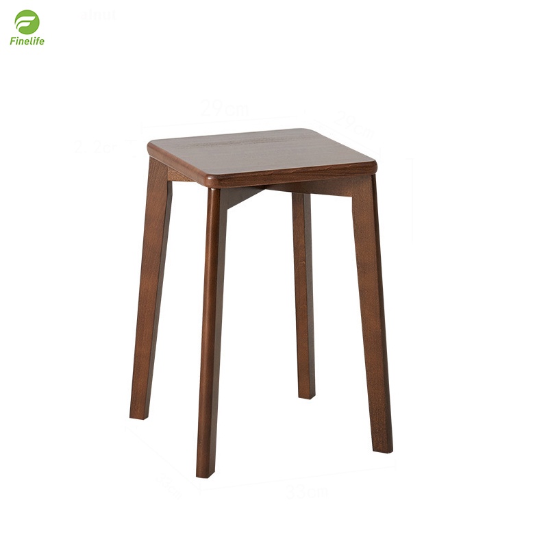 Finelife Solid Wood Dining Stool Simple Small Square Stool Adult Shoes ...