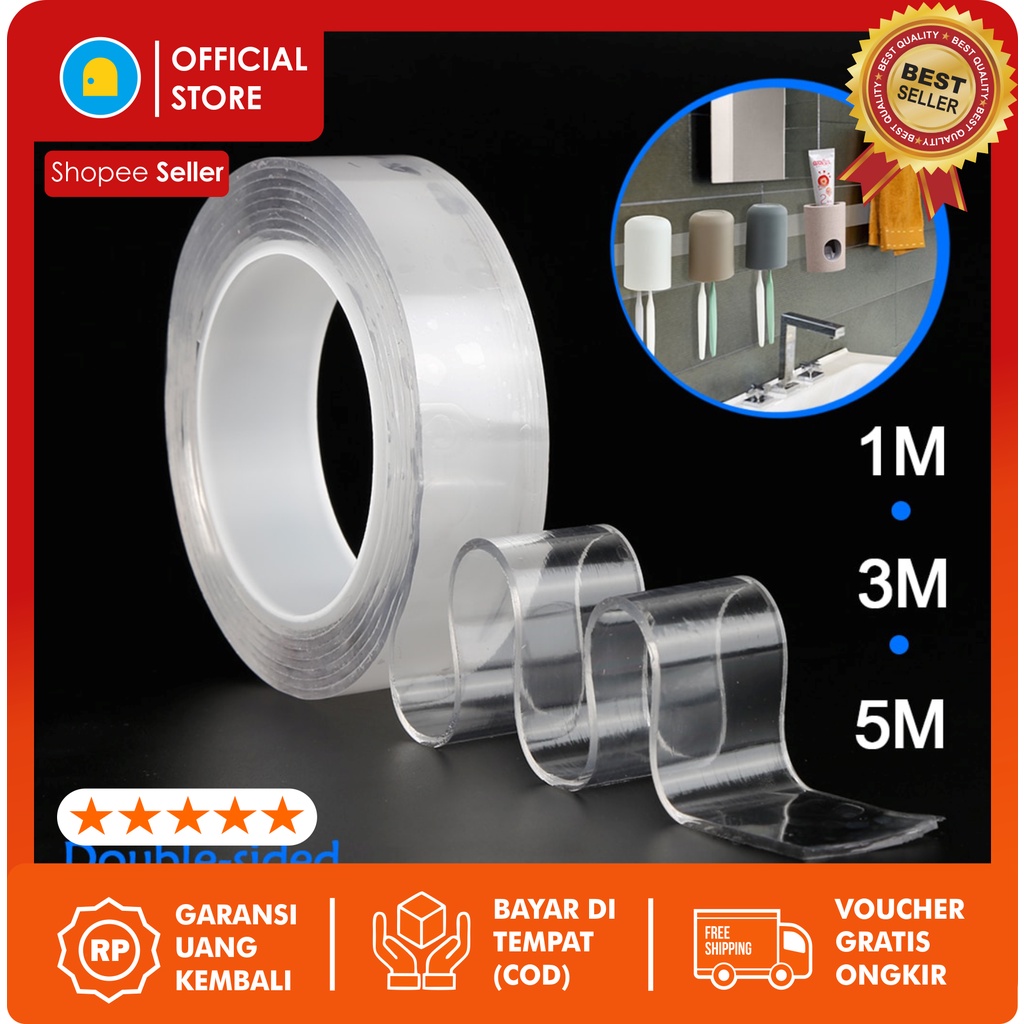 Double Sided Transparent Adhesive Tape No Trace Washable Sticker ...