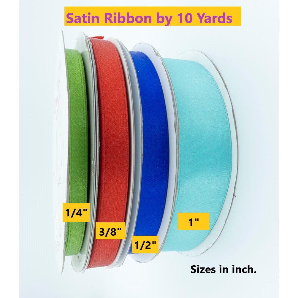 Satin Ribbon by 10 yards (1/4, 1/2 and 1 inch) Part 1