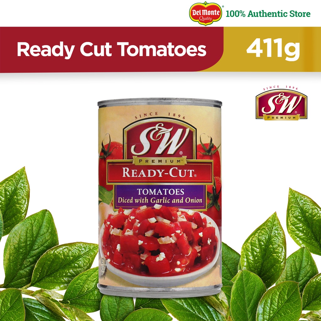 S&W Ready Cut Tomatoes Diced with Garlic and Onion for Nutritious Family Meals 411g Shopee