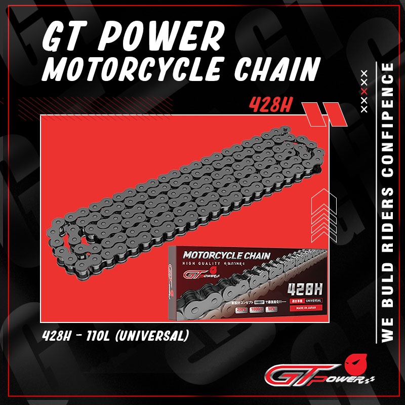 GT Power Motorcycle Chain 428H-110L / 428H-120L /428H-130L Universal ...