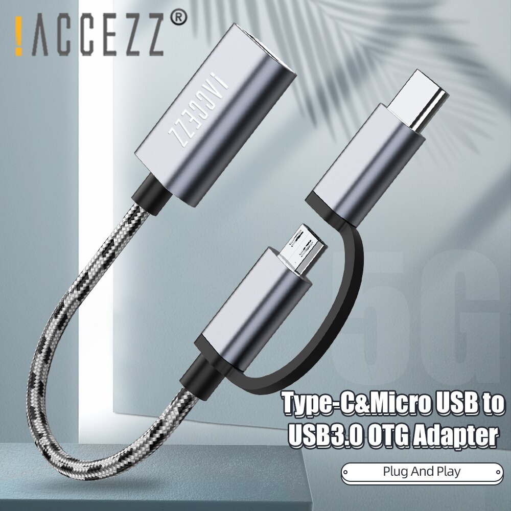 ACCEZZ 2 in 1 Micro USB Type C to USB OTG Phone Adapter | Shopee ...