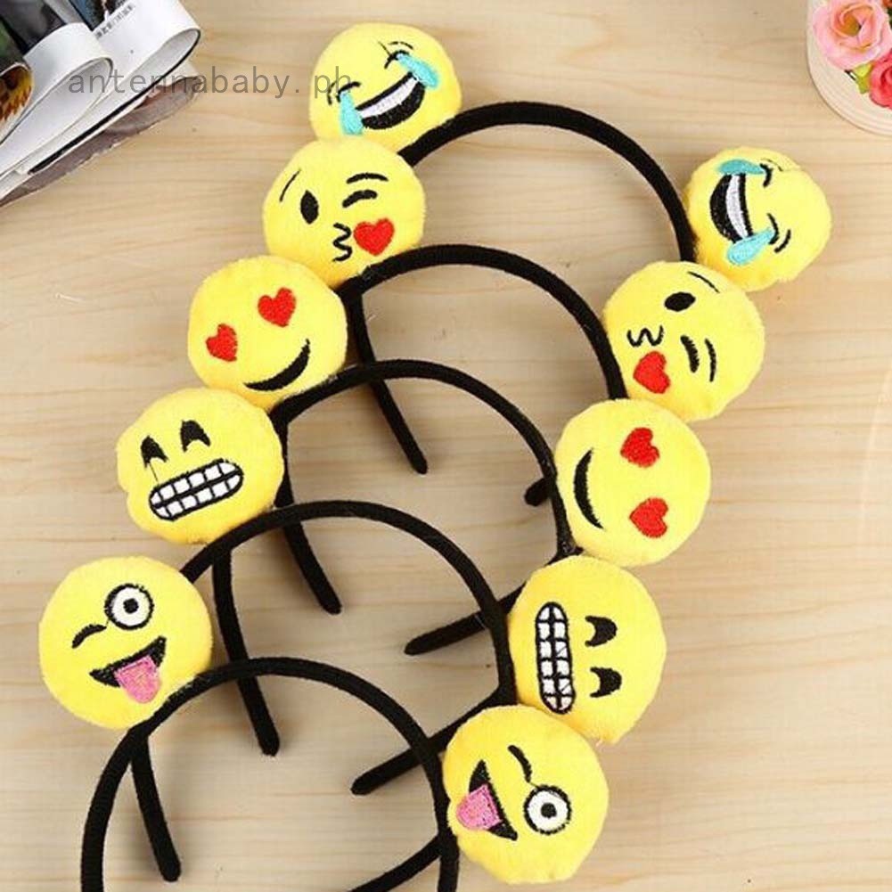 Be Emoji Happy Headbands Party Emoticons Plush Hairband | Shopee ...