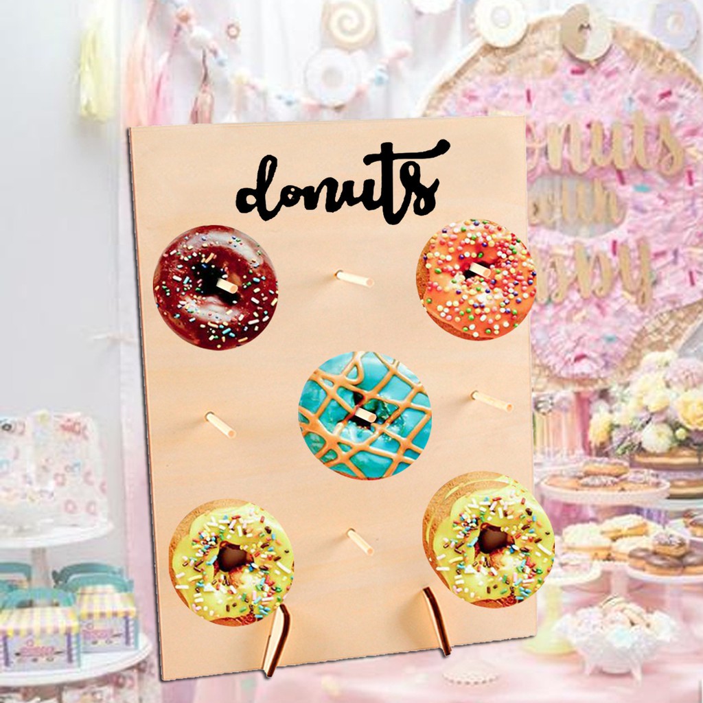 Wooden Donuts Wall Display Stand Holder Candy Sweets Doughnut Rack for ...