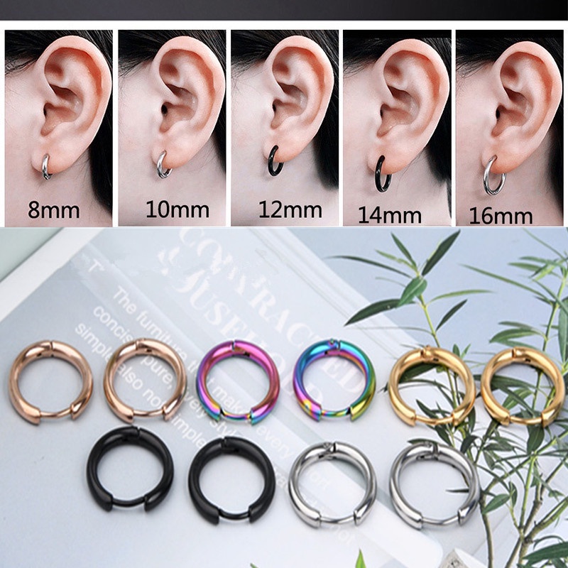 Fashion Hoop Stainless Steel Earring For Women Men 2.5MMPipe Diameter ...