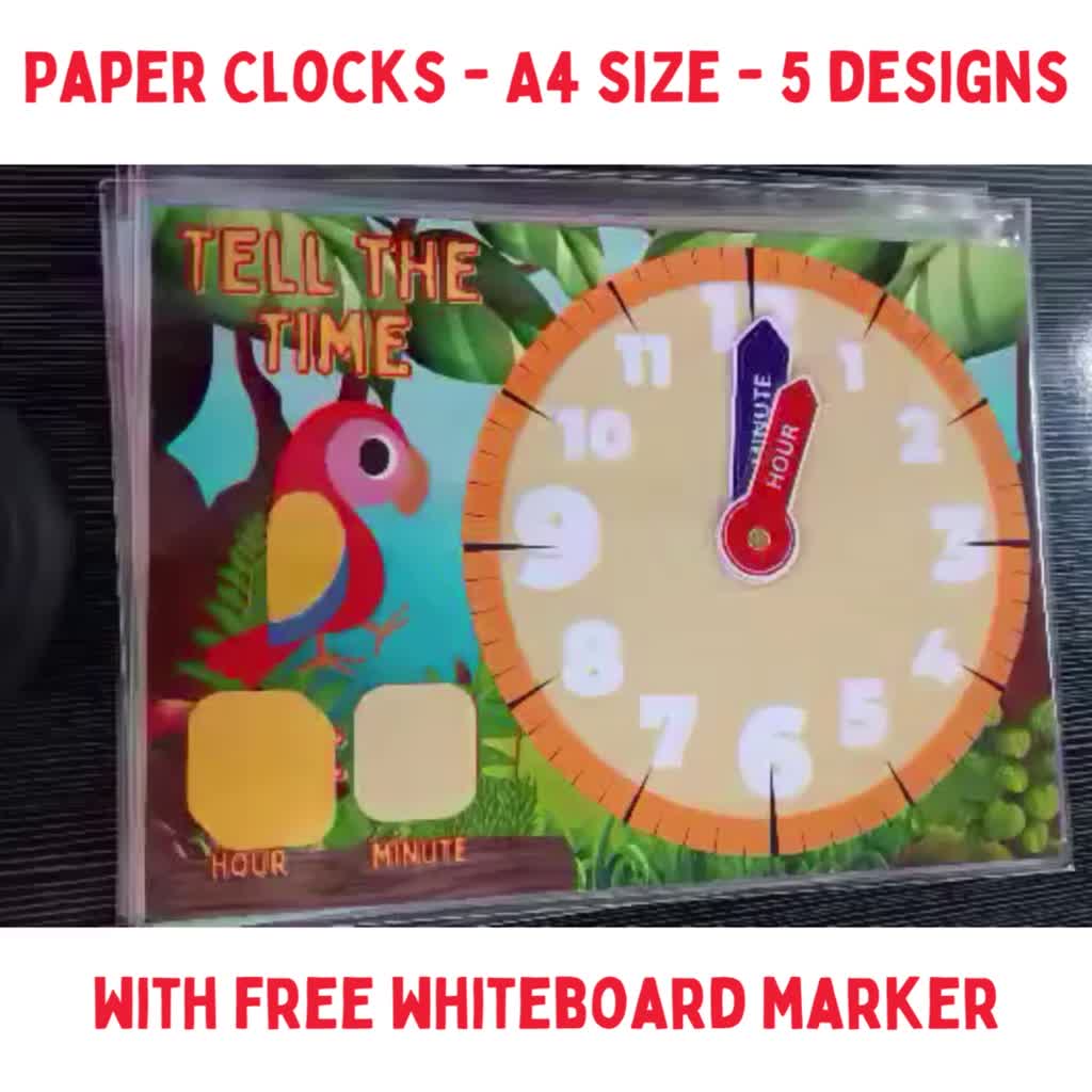 Paper Clock Laminated For Kids Learning with Minutes Assorted Colors ...