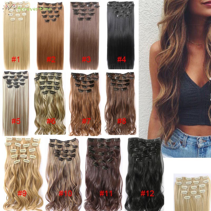 Fashion Sexy Women Wig Clip In Hair Extension Long Straight/Big Curly
