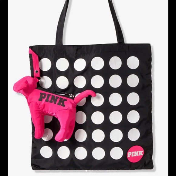 Victorias Secret Pink Mini Dog & Packable Dot Convertible Tote Bag
