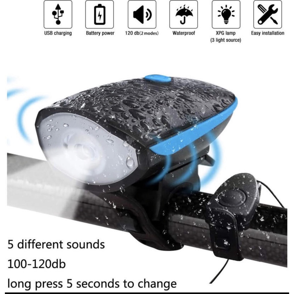 FY058 Bicycle Bike Horn Bell Light With USB Rechargeable Waterproof