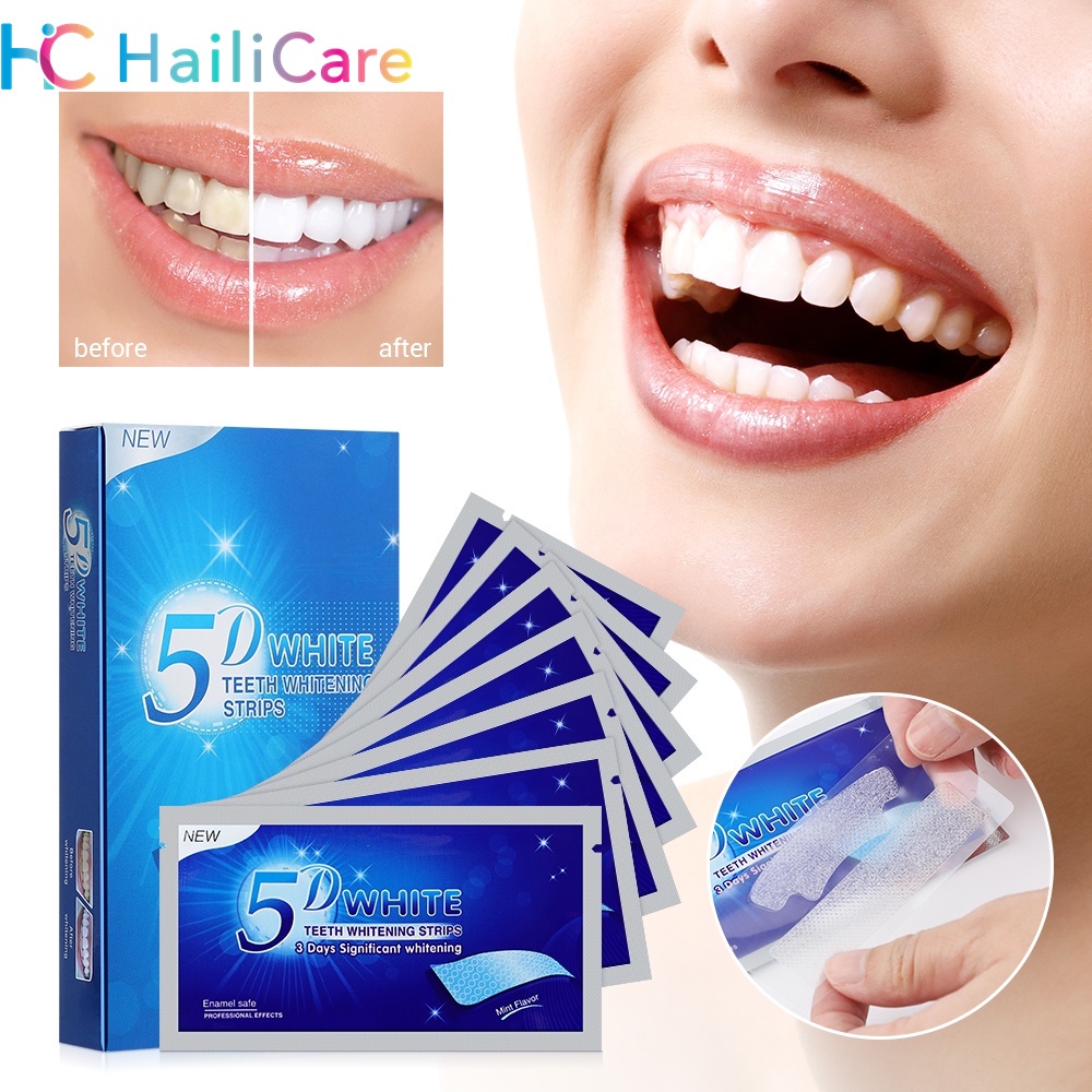 Hailicare Upgraded (14Pcs) 5D White Gel Teeth Whitening Strips Oral ...