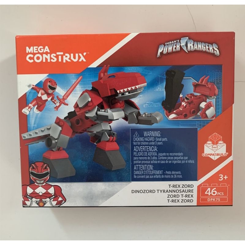 Mega Construx T Rex T-Rex Zord Power Ranger Red Brick Megabloks ...