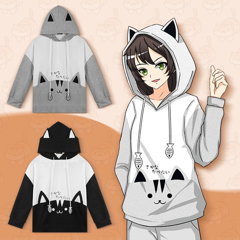 Anime Neko Atsume Hoodie Cute Cat Backyard Tshirt Cosplay Hooded Kawaii Warm Hoodies Japanease Harajuku Women Girls Boy Sweatsh Shopee Philippines