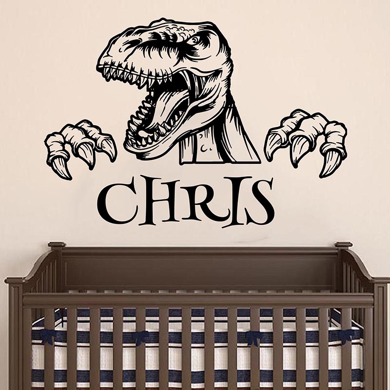 Dinosaur Wall Decal Jurassic Park World Wall ticker Custom Name T-Rex ...