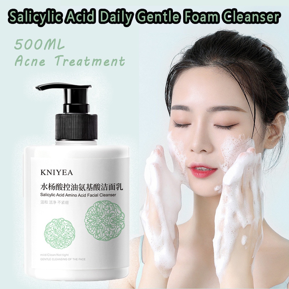 500ML Salicylic Acid Daily Gentle Foam Cleanser Acne Treatment Cleanser for Acneprone Skin