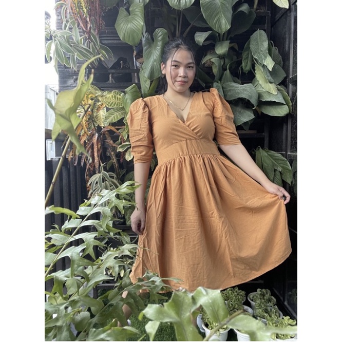 Jacinda Modern Filipiniana Puff Sleeves Dress 