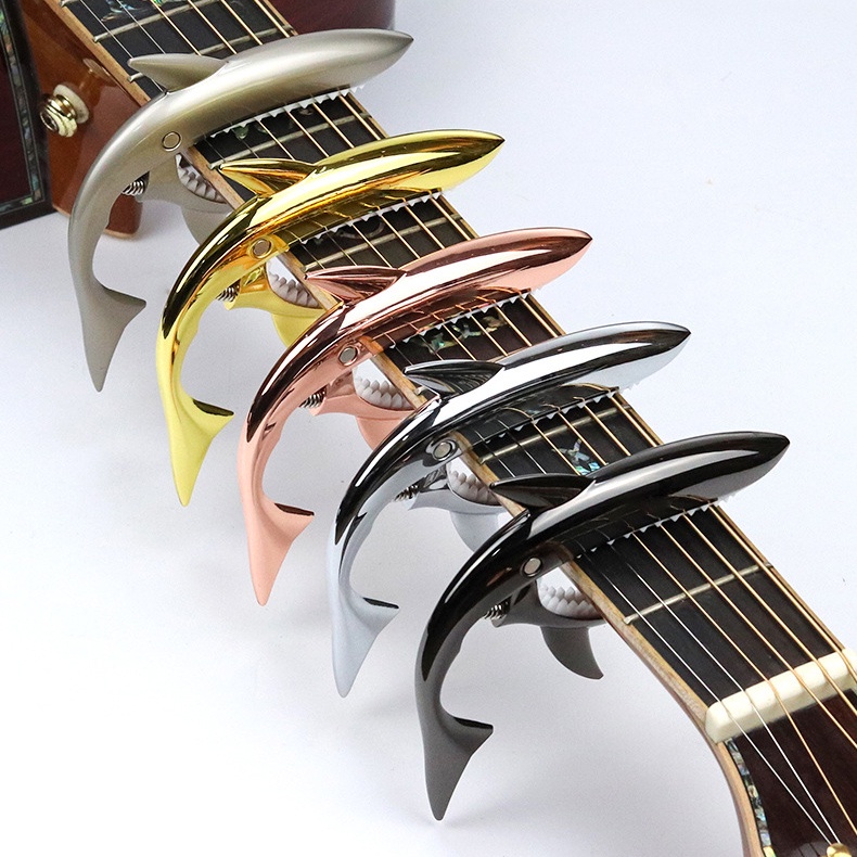 thumbnail image 2 of Wood Finish Capo Save Our Oceans Shark Guitar Capo Gift Set - & Pick Holder With 6 Picks Shark Capo 2 of 14