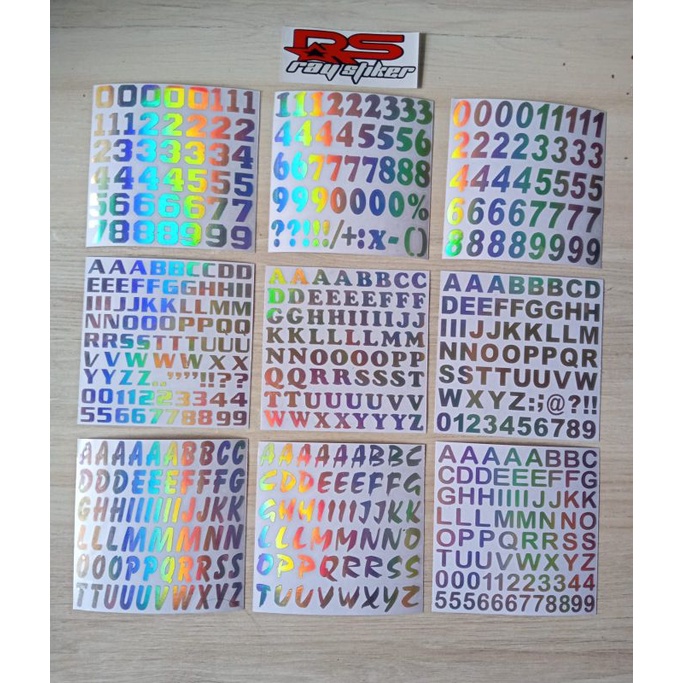 HOLOGRAM CUTTING STICKERS FOR NUMBERS & alphabet.. ABCD ABCD ABCD ABCD ...