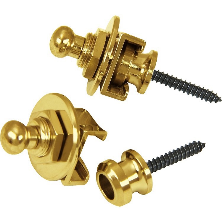 2 PES Skid proof Belt Button Strap Lock Gold for Electric Guitar & Bass ...