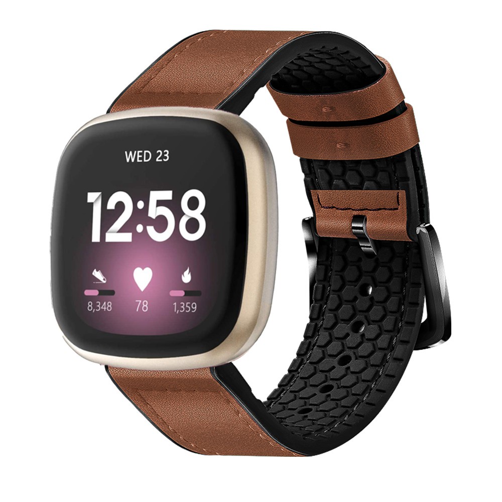 Soft Silicone With Genuine Leather Watchband For Fitbit Versa 3 Versa 4 Replacement Strap Quick Release Watchband Compatible With Fitbit Sense Sense2 Shopee Philippines