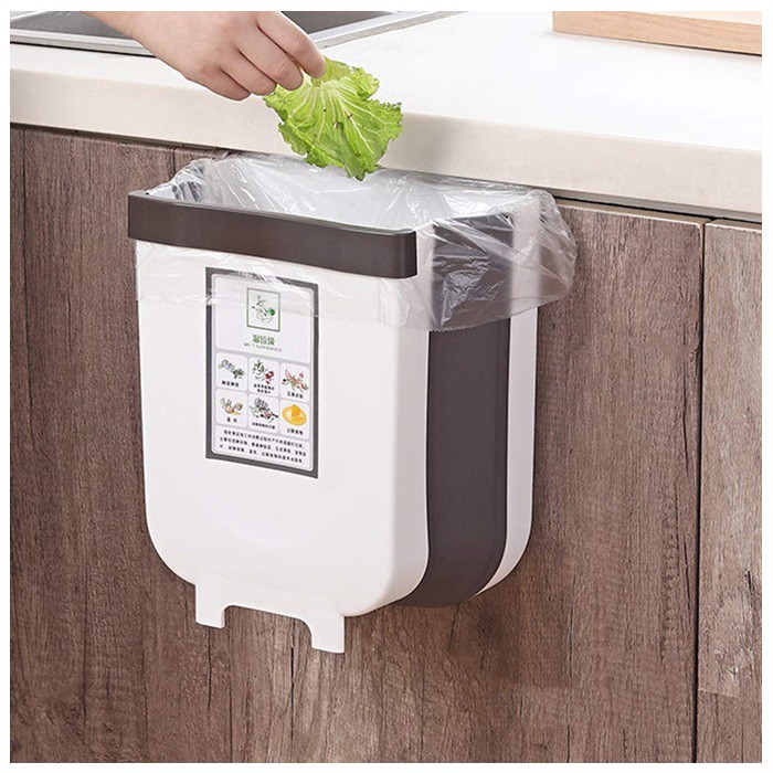 Foldable Waste Bin Kitchen Cabinet Door Rubbish Trash Bin Tong Sampah ...