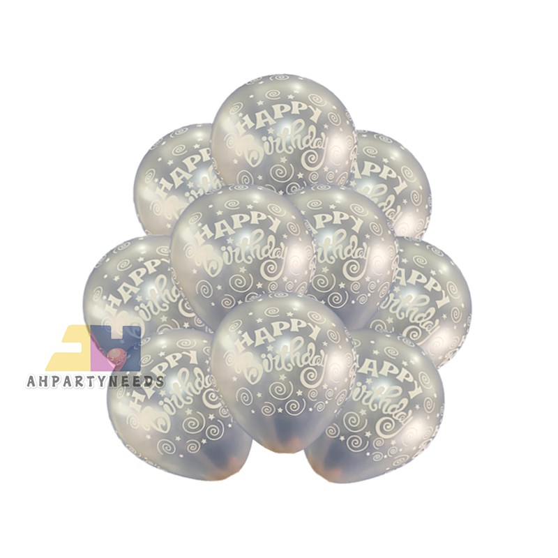 25pcs 12 Inches Happy Birthday Printed Balloons Standard Latex Balloon ...