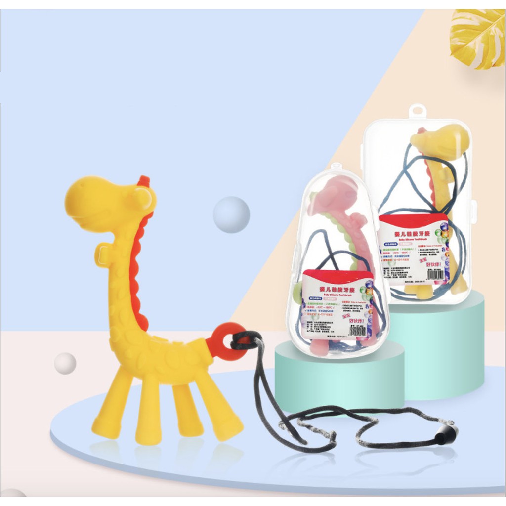 Baby Giraffe Rattles Teether Kids Silicone Bite Training Toy | Shopee ...