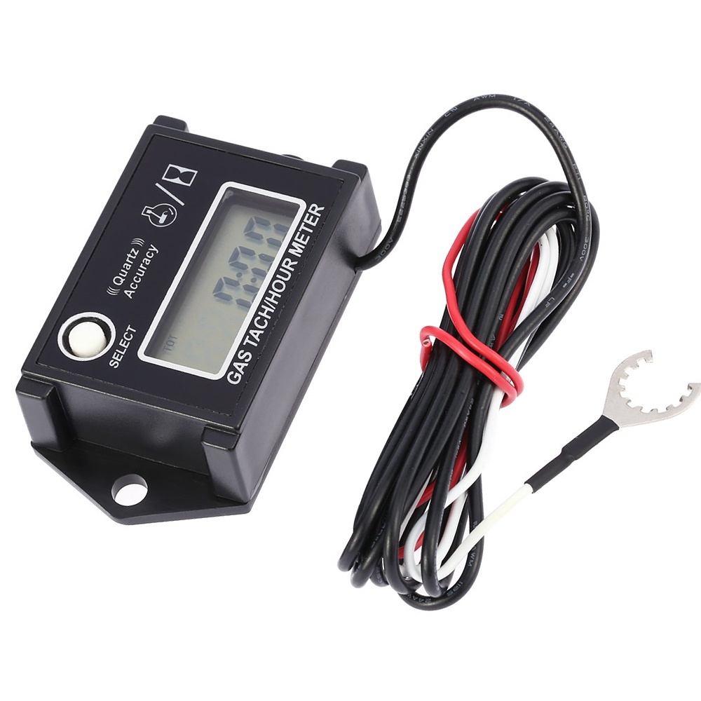 LCD Digital Tachometer Gas Engine Tach/Hour Meter Resettable RPM Tester